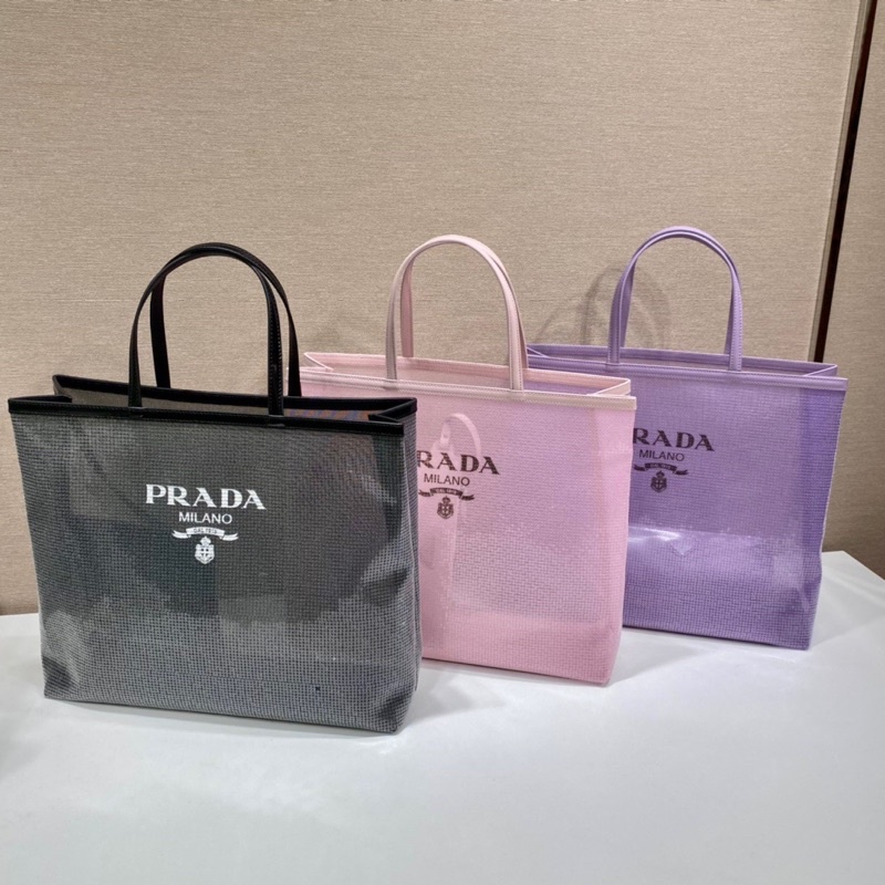 Túi xách/ túi tote nữ dạng lưới kèm ví da thật thương hiệu Prada cao cấp hàng vip 1-1