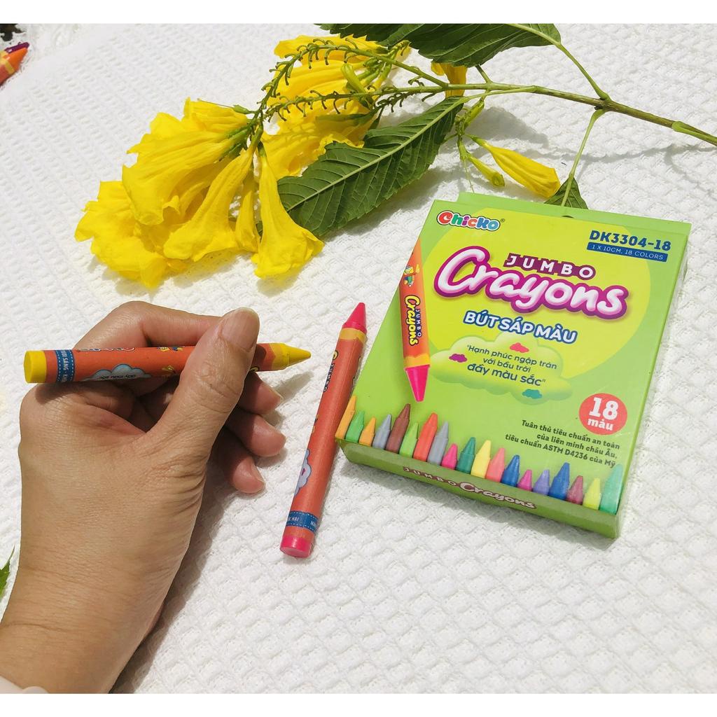 Bút Sáp Màu Duka Cho Bé Tập Tô - Cỡ Thường và Siêu To Cho Trẻ Dễ Cầm Khó Gãy - Jumpo Crayon