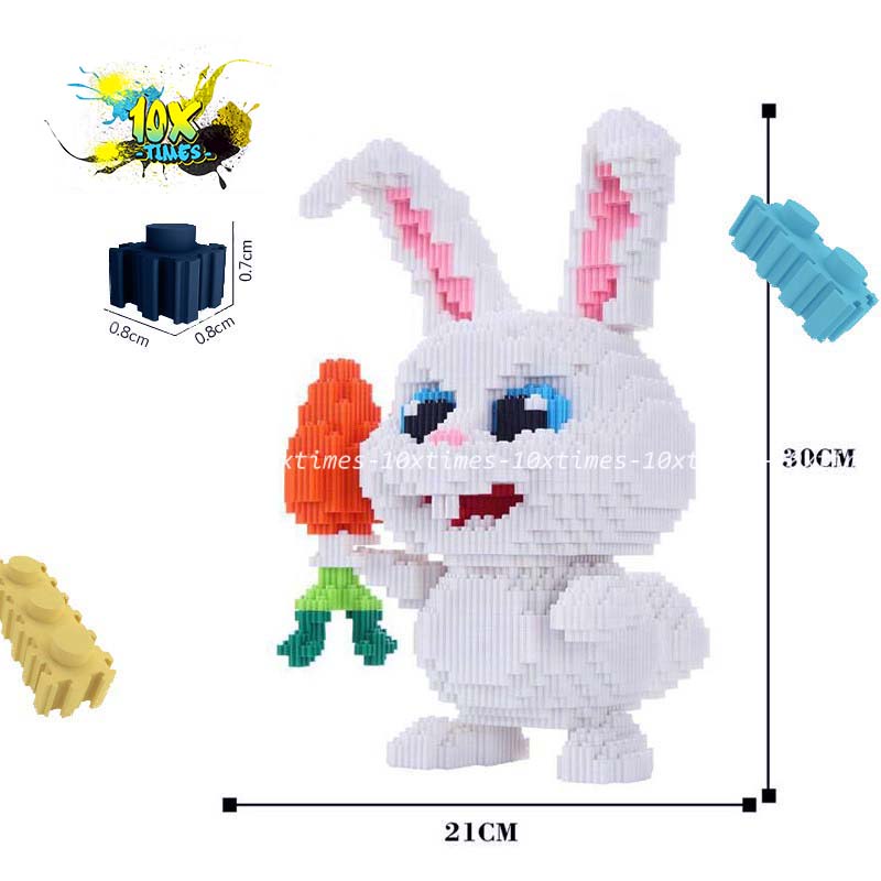 (17-30cm) đồ chơi lắp ráp 3d thỏ Snowball trắng dễ thương quà tặng sinh nhật trẻ em, quà tặng bạn trai bạn gái 10xtimes