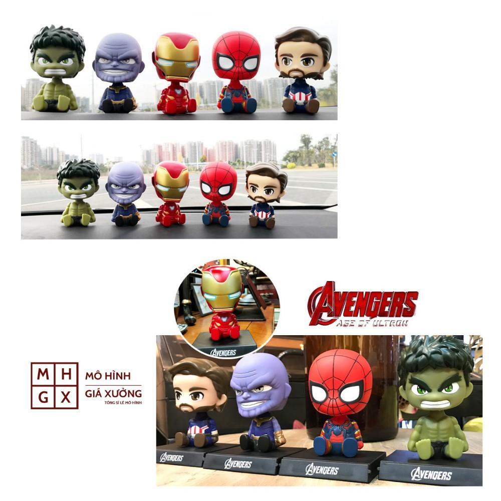 Mô hình Siêu anh hùng lắc đầu chibi cute dễ thương, Avengers Marver DC Iron Man, Captain America, Người Nhện, Hulk