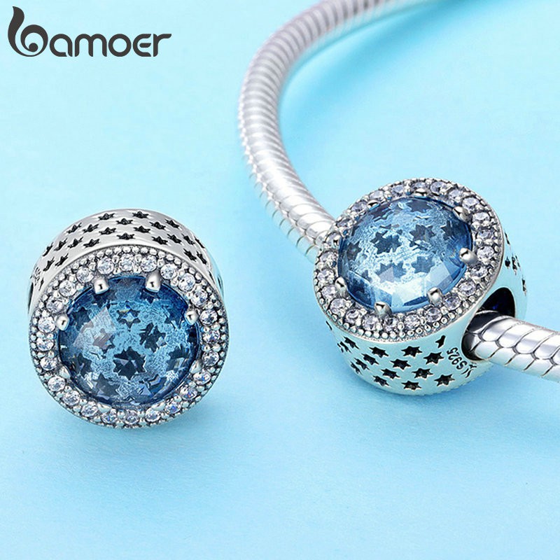 Hạt charm phối dây BAMOER PAS205 chất liệu bạc 925 10 màu thời trang