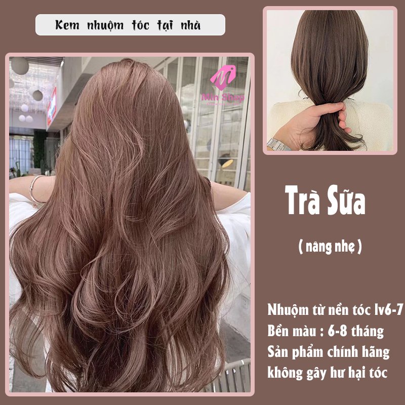 Thuốc nhuộm tóc, thuốc nhuộm tóc Trà Sữa MIN.HAIR, tặng kèm oxy trợ dưỡng và bao tay