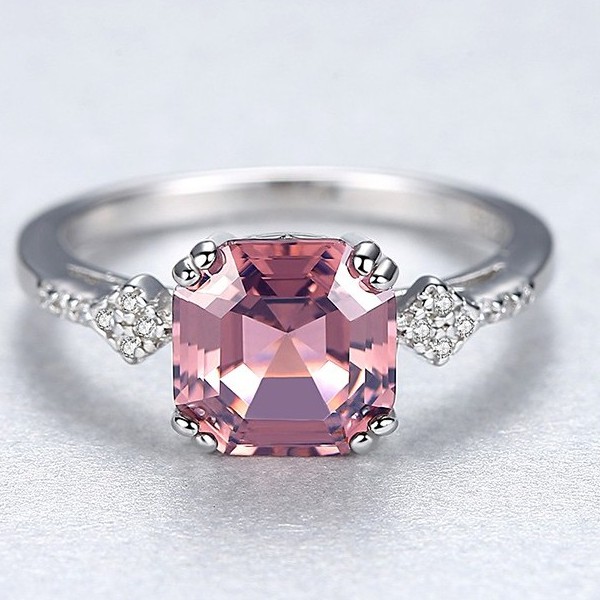 Nhẫn Bạc Nữ S925 Đính Đá Nâu Mặt Vuông N2392 - Bảo Ngọc Jewelry