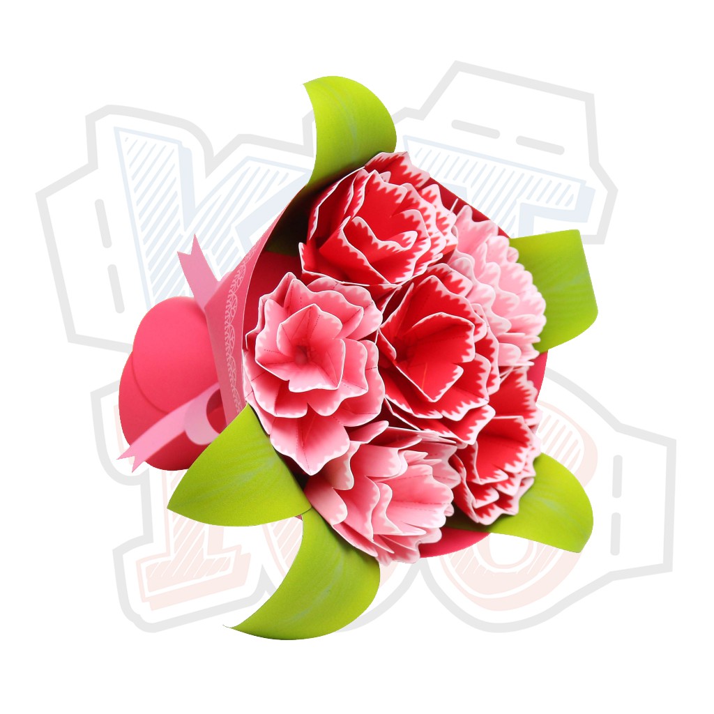 Mô hình giấy Bó hoa Cẩm Chướng Valentine