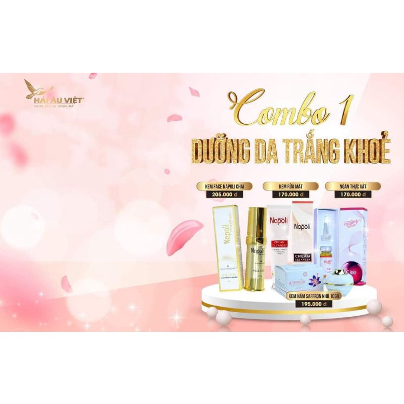 [Combo dưỡng trắng] kem rửa mặt+kem face sữa+noãn thực vật+kem nám saffron 10gr