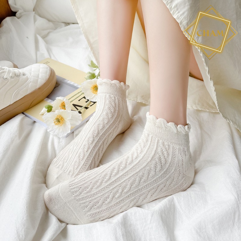 Tất nữ Hàn Quốc, tất cao cổ, vớ nữ len dệt kim đường xoắn chất dày dặn