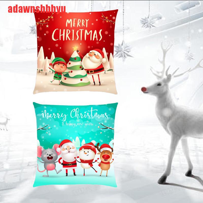 [adawnshbhyu]45x45cm Happy Christmas Flax Pillow Case Comfortable Sofe Cover
