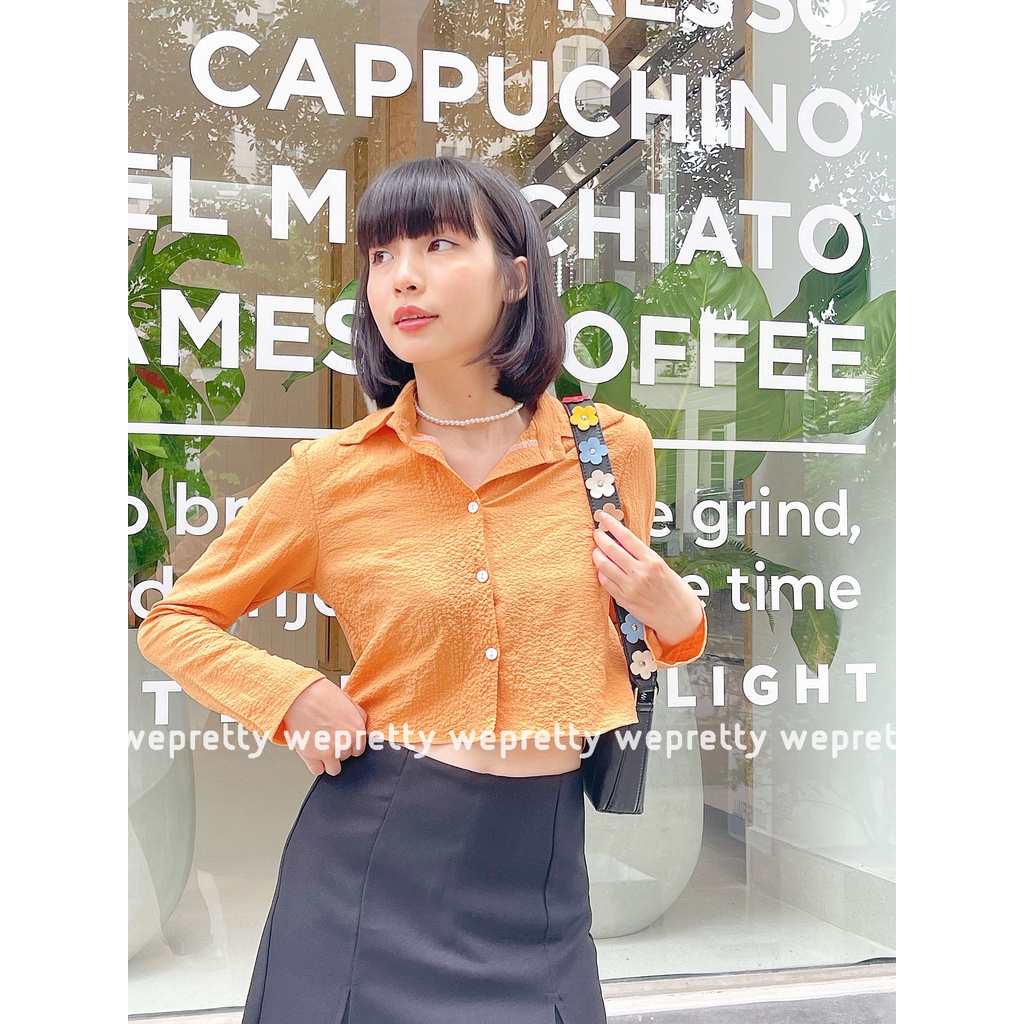 Áo sơmi dáng lửng chất đũi xốp nhẹ mềm mát phù hợp cho thời tiết hè dễ phối outfit năng động AH08 Weprettt Clothes | BigBuy360 - bigbuy360.vn