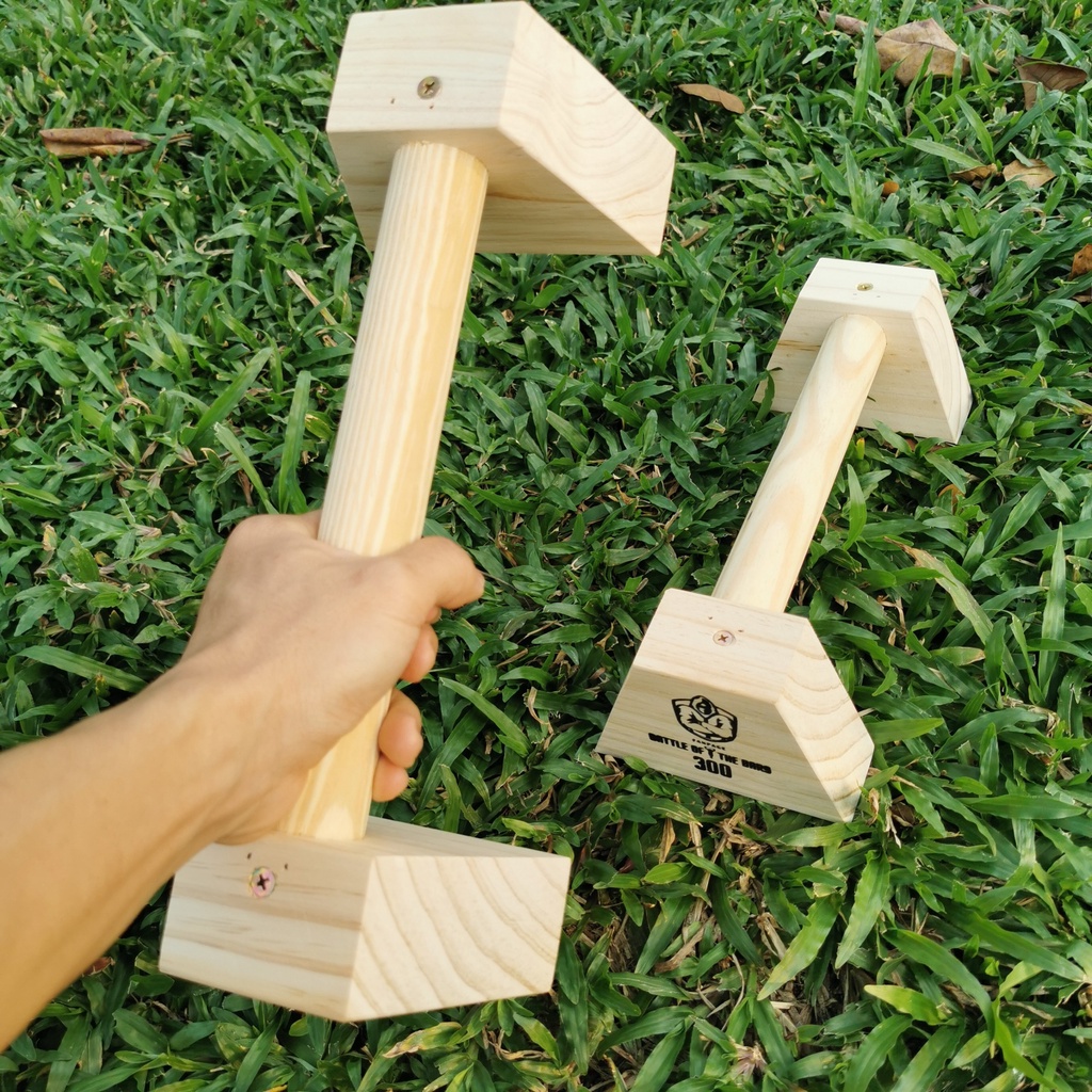 Combo Rings gỗ Bạch Dương 32mm &amp; Dụng cụ hít đất Parallettes 34cm