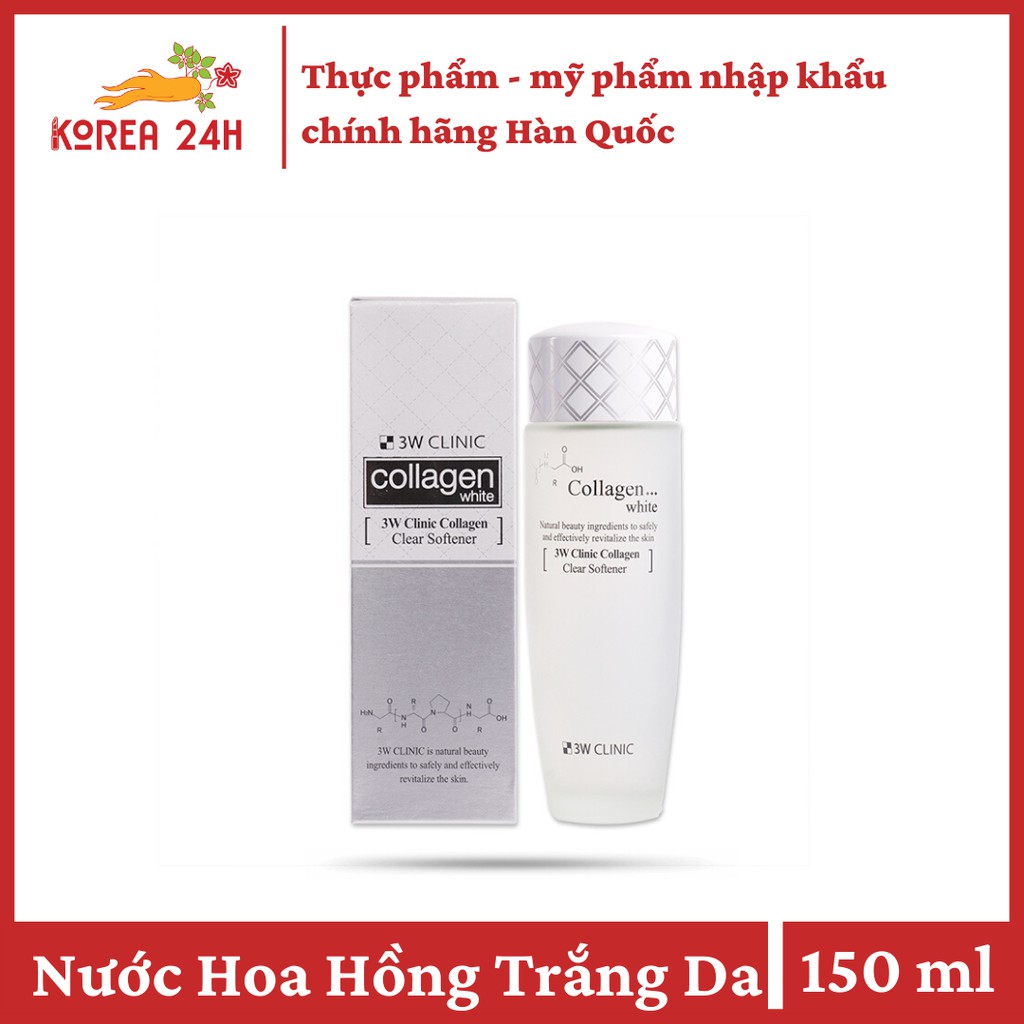 Nước hoa hồng chứa tinh chất làm trắng da 3W Clinic Collagen Clear Softener