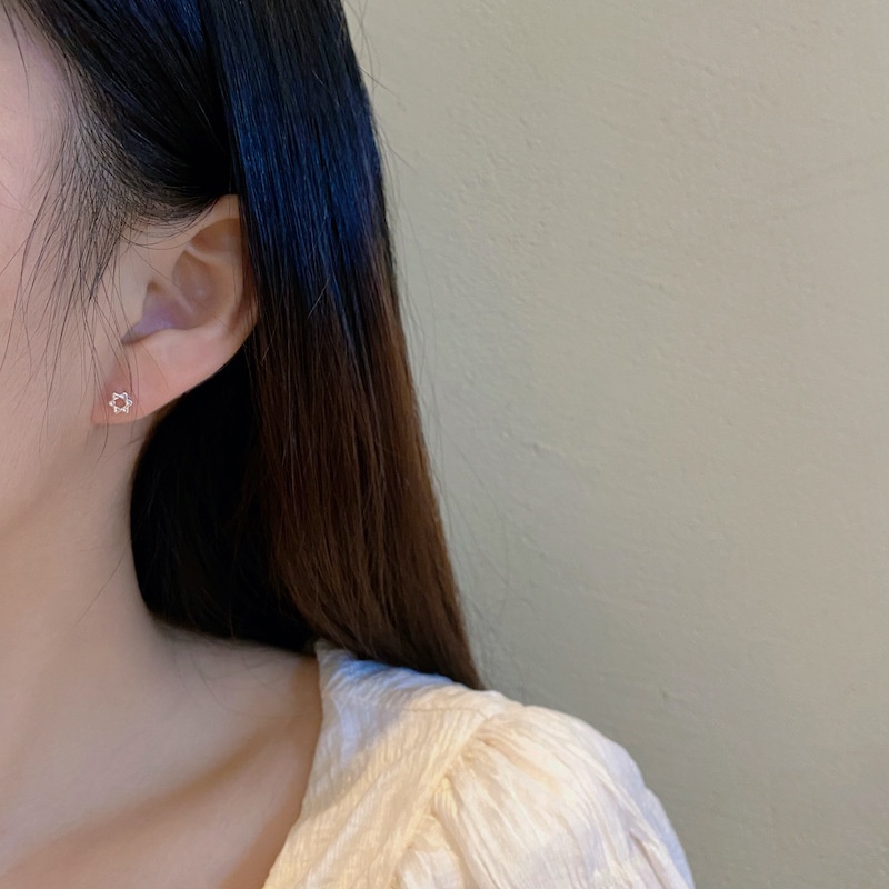 Set 6 Khuyên Tai Hình Ngôi Sao/Trái Tim Màu Đen