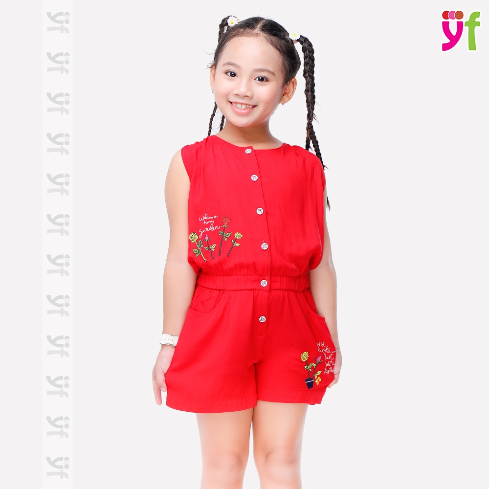 Jumpsuit/ Áo liền quần Cho Bé Gái Thêu Chậu Hoa - YF 9DX561