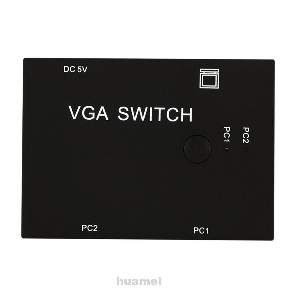 VGA Switch Accessories Metal KVM Black 2 Port LCD TV Wide Screen Video Sharing Box For PC Monitor