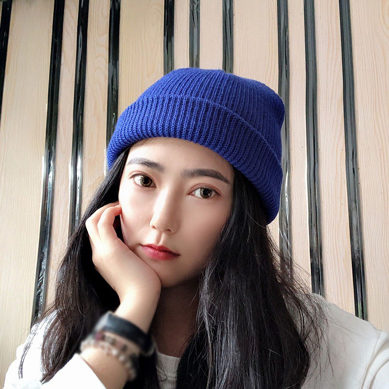 Nón trùm đầu dệt kim màu trơn cho nam và nữ