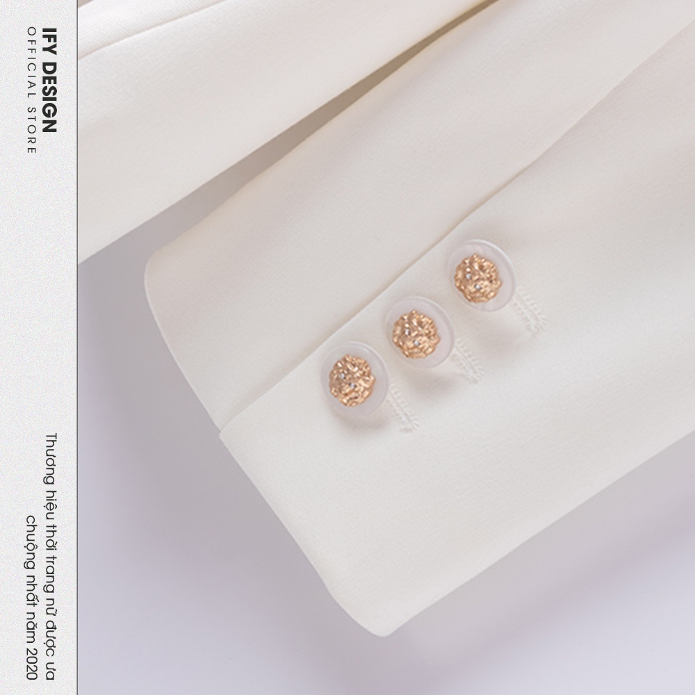 Áo khoác vest blazer nữ màu trắng cổ sam, túi cơi ngưc IFY Deisgn FS260A | BigBuy360 - bigbuy360.vn