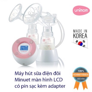 Máy hút sữa điện đôi Minuet Unimom UM 872019 - BH 12 tháng chính hãng - Tặng kèm áo hút sữa và 20 túi đựng sữa mẹ