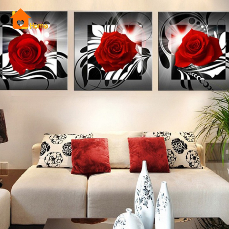 [Love_Home]30 x 30cm Modern Oil Painting Print Rose Picture Wall Mural Wall Decoration