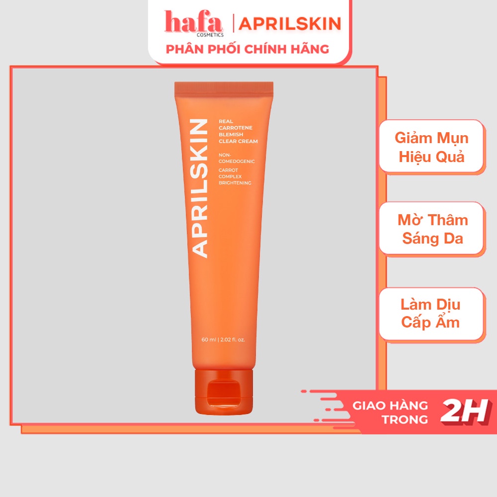 Kem Dưỡng Cà Rốt Làm Sạch Mụn, Sáng Da Aprilskin Real Carrotene Blemish Clear Cream 60ml