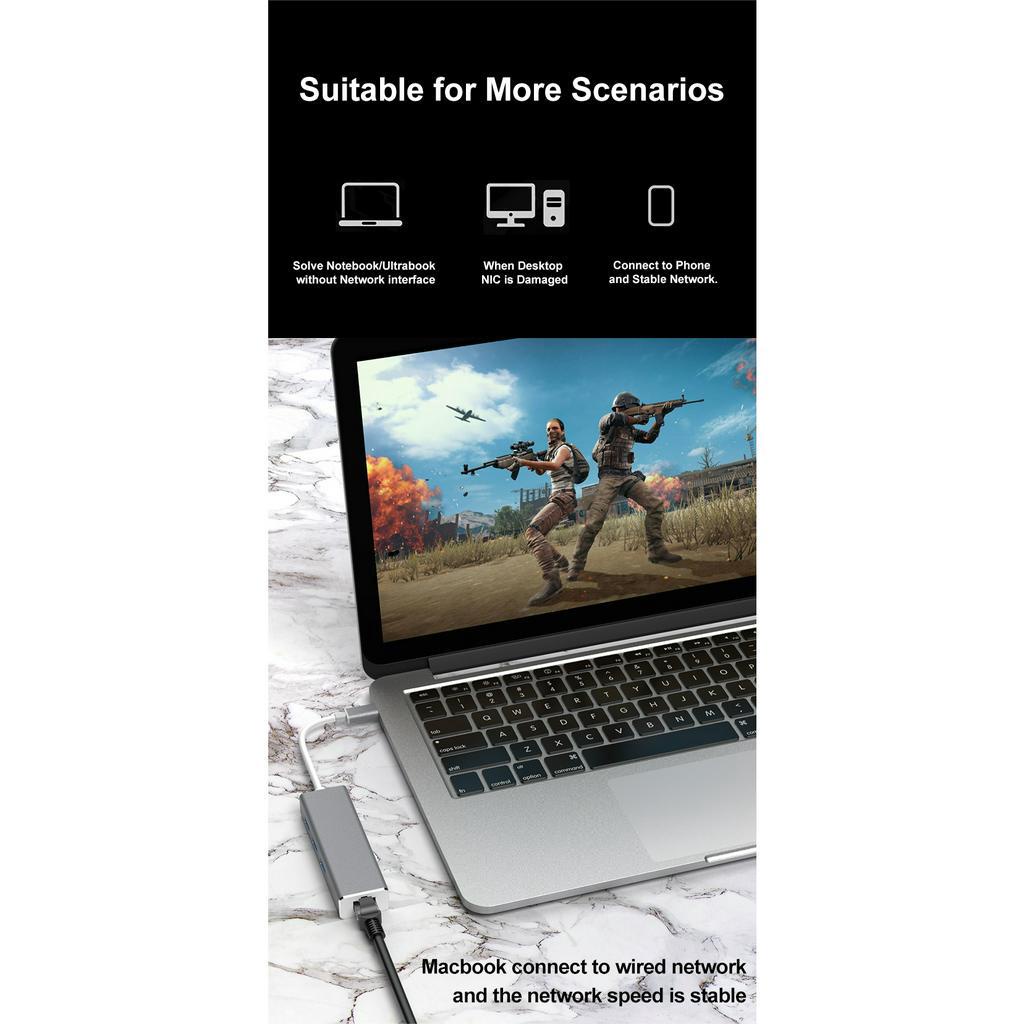 Thẻ Mạng Lan Chuyển Đổi USB Type-C Sang RJ45 Gigabit 10 / 100 / 1000Mbps 3