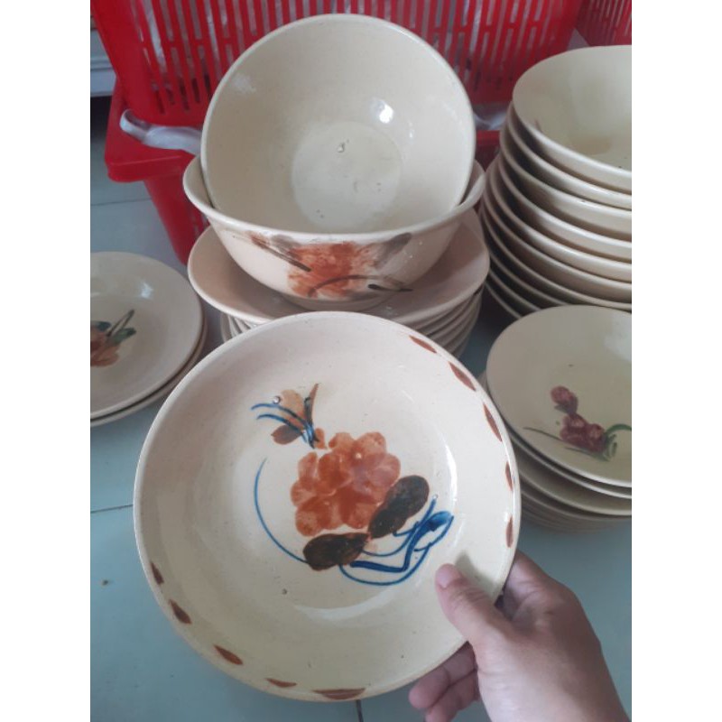 Dĩa Đá Sâu Lòng Hoa Kem Màu Cổ 19.5*4.5cm