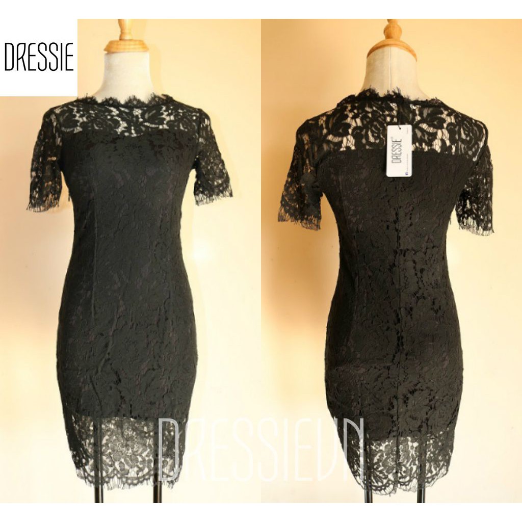 Váy Áo Đầm Ren Ôm Body DRESSIE Thời Trang Nữ Công Sở Dạo Phố Dự Tiệc Đám Cưới - DB74 (Đen - Trắng - Đỏ)