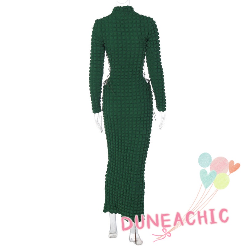 DUNEA Đầm Dài Tay Cổ Cao Thời Trang Dành Cho Nữ