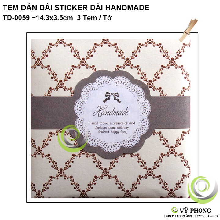 TEM DÁN DÀI CHỮ HANDMADE KHUNG HOA STICKER NHÃN DÁN TRANG TRÍ SINH NHẬT NIÊM PHONG BAO BÌ HỘP QUÀ BÁNH KẸO TD-0059