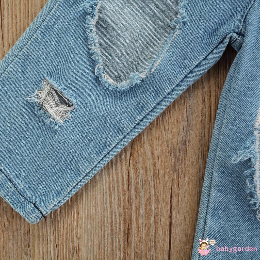 Set Áo hai dây + Quần Jeans Lưng Cao Thời Trang Mùa Hè Cho Bé Gái 1-7 Tuổi