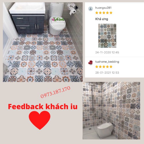 120x100cm Decal gạch bông , dán kính , dán phòng bếp