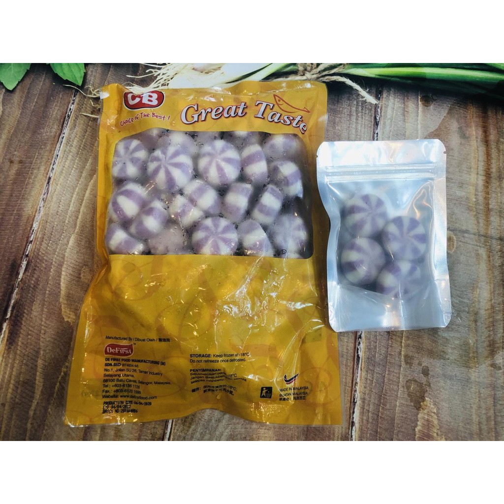 100g Viên thả lẩu khoai môn nhân trứng nhím màu tím malaysia ( 4 viên)