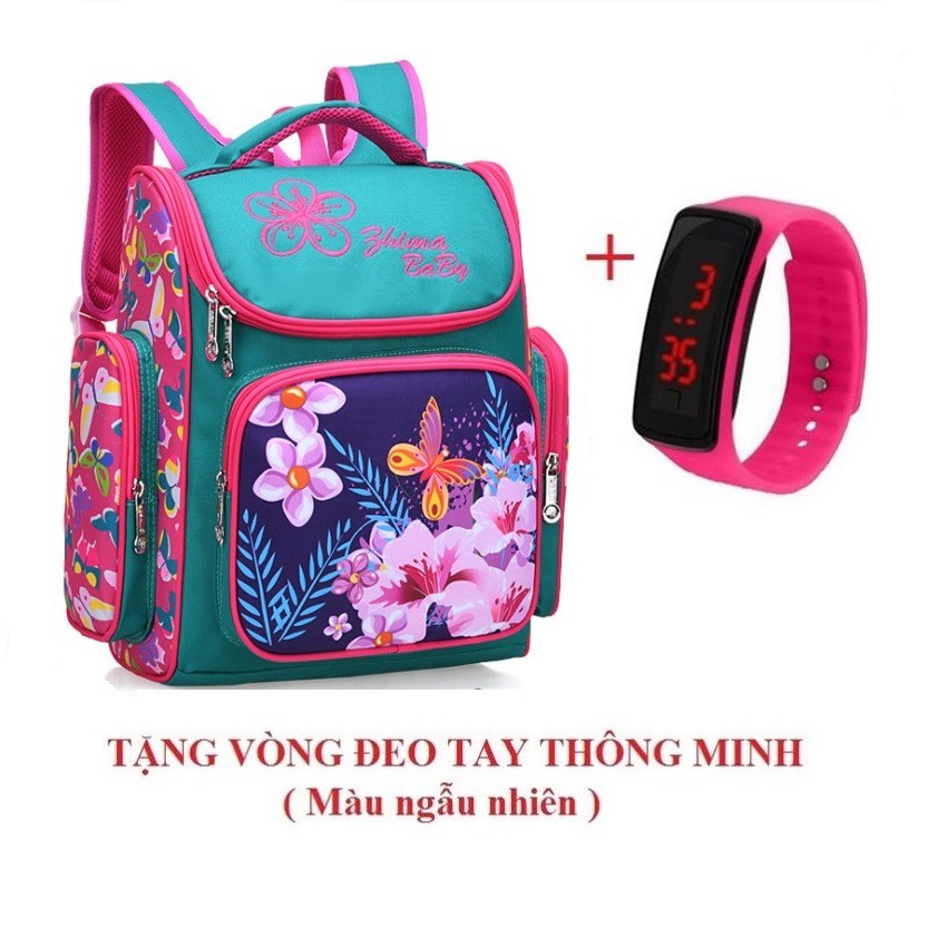 BaLo Chống Lưng Gù Học Sinh Màu Xanh Tặng Vòng Đeo Tay Thông Minh