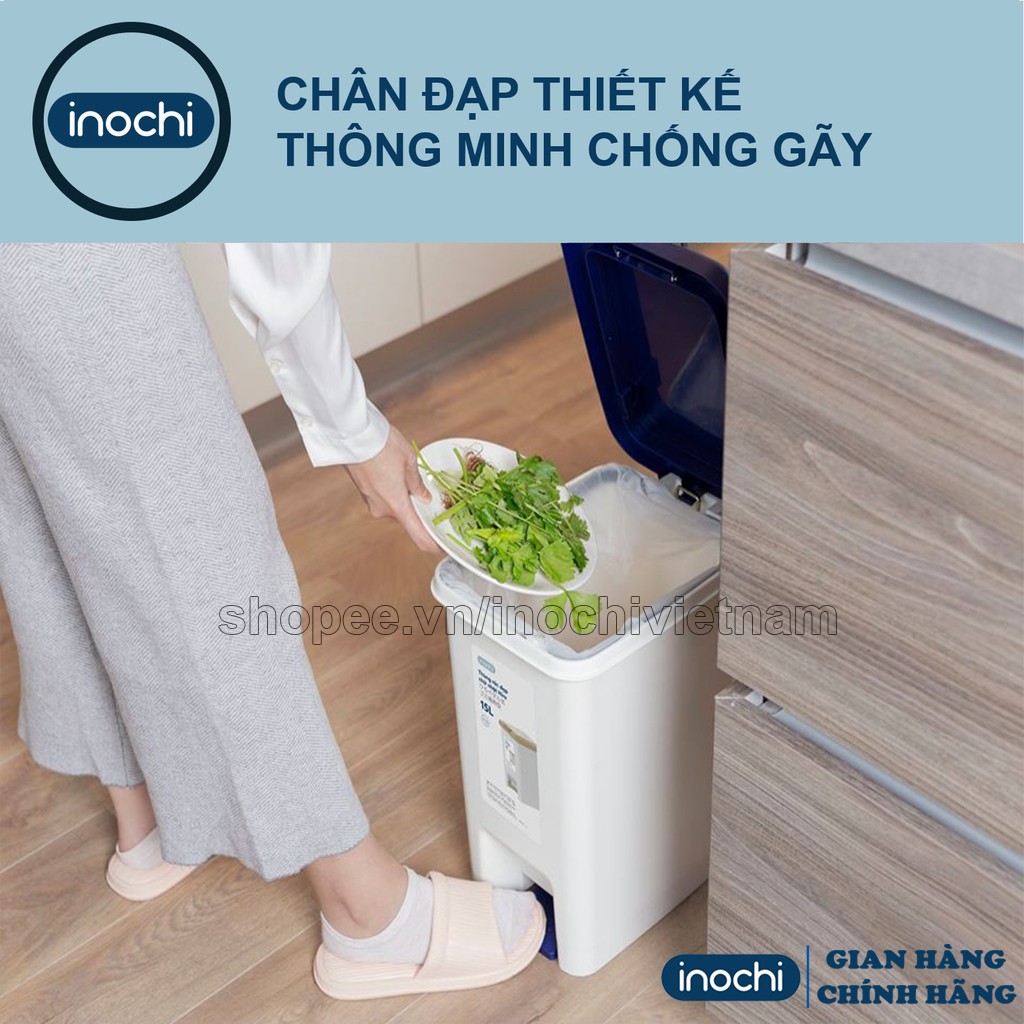 Thùng Rác inochi Đạp Chân 20 Lít Nhựa Nắp Đậy Chữ Nhật Làm Sọt Rác Văn Phòng,Đựng Rác Gia Đình, Trong Nhà