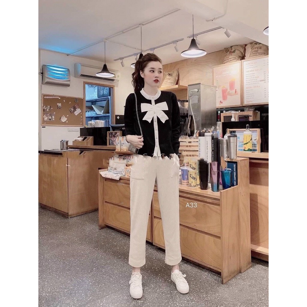 Áo thun tay dài cổ tròn phối nơ trước ngực quý phái TTSA1085