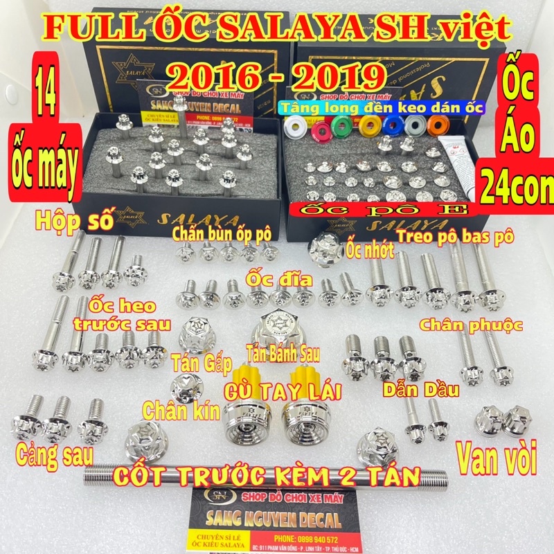 Full ốc salaya inox 304 xe sh 2016_2019