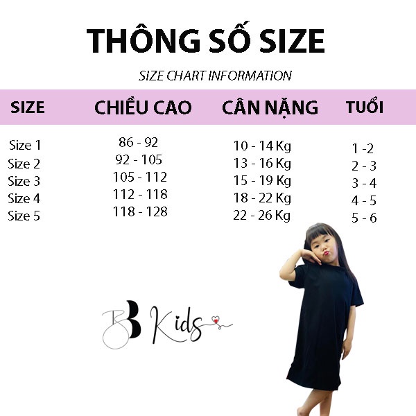 Váy Xuông, Xoắn Lưng Cá Tính BB kids Cho bé, Chất liệu Cotton( Màu Đen)