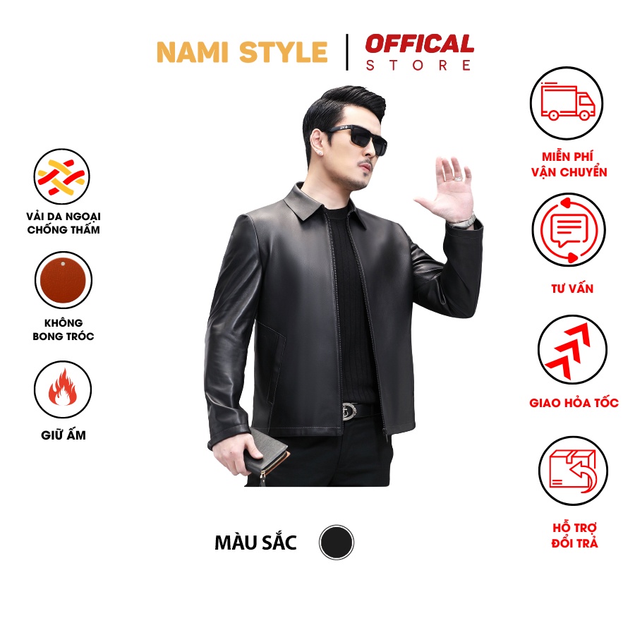 Áo khoác da nam cao cấp kiểu dáng hàn quốc phong cách