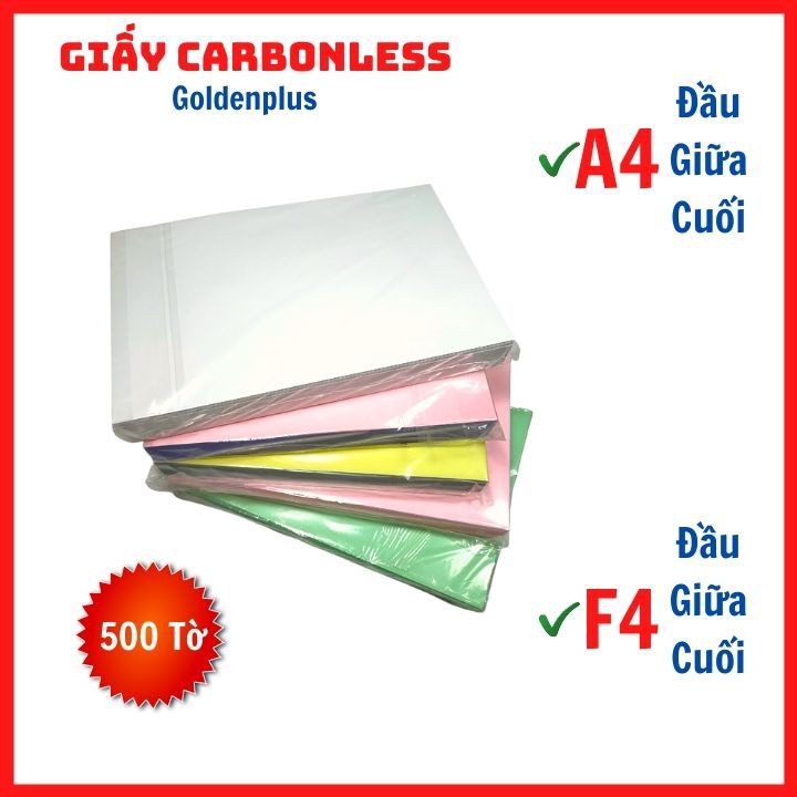 Giấy Carbonless Goldenplus in hóa đơn A4- F4 - 500 tờ/tập - Tomchuakids