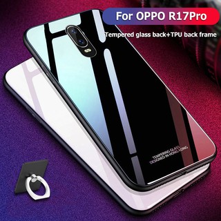 Ốp lưng TPU + kính cường lực màu trơn chống sốc cho OPPO R17 Pro