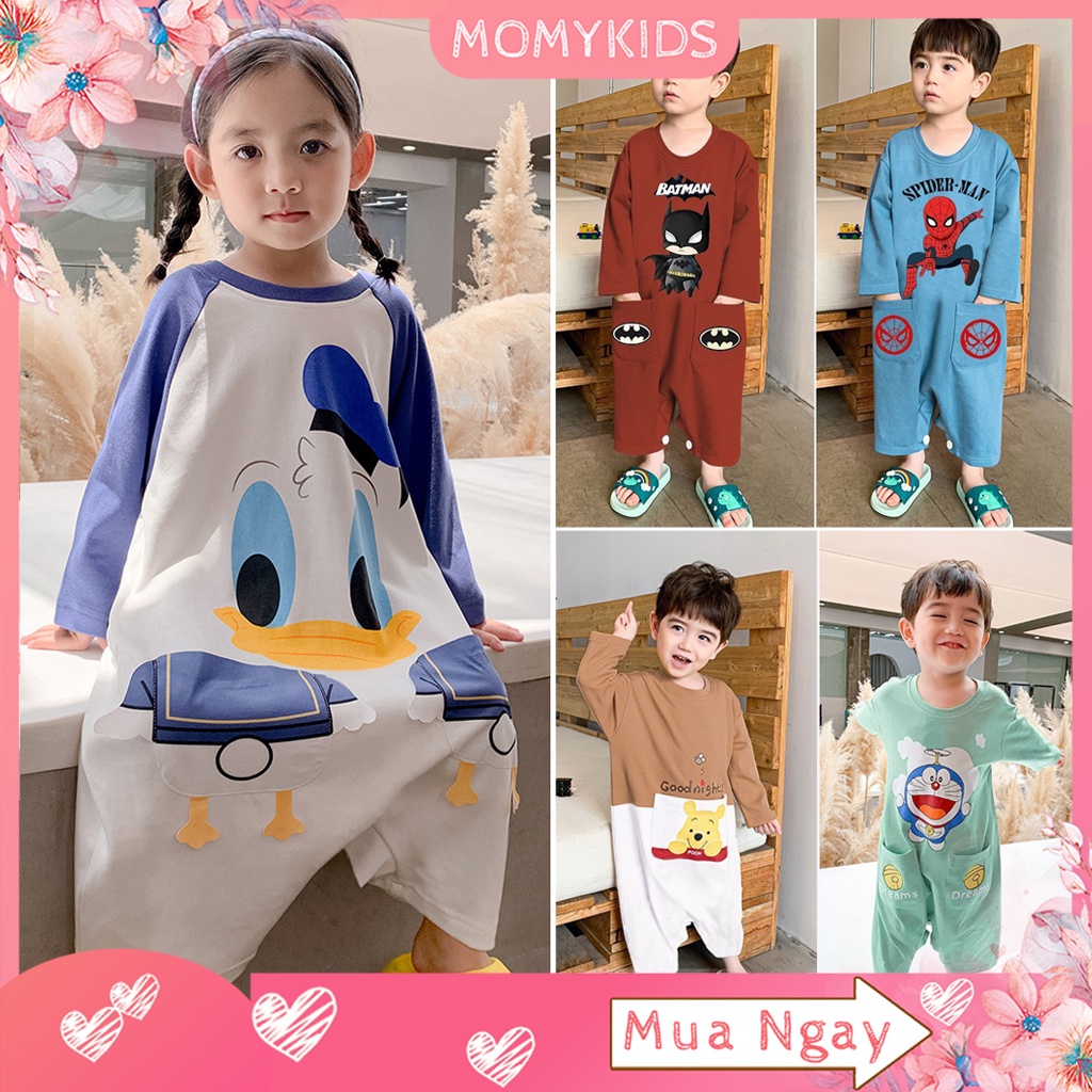 Bộ đồ ngủ liền thân cotton cho bé, bộ body ngủ dài tay ngộ nghĩnh đáng yêu dành cho bé trai và bé gái mềm mại thoáng mát