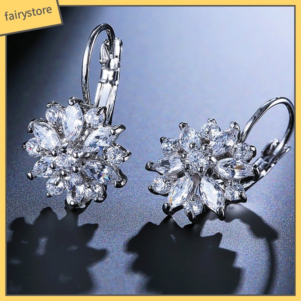 Bông Tai Nữ Đính Đá Zircon Hình Hoa Hướng Dương