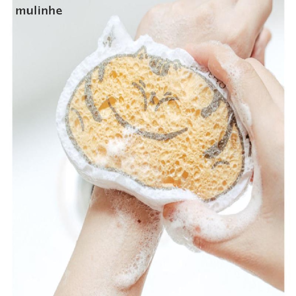 Miếng Bọt Biển Rửa Chén Dạng Nén Chất Liệu Cotton Bột Gỗ Ma Thuật Họa Tiết Hoạt Hình Đa Năng mulinhe
