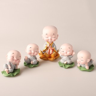 Tượng chú tiểu ngồi thiền lá sen bình an để xe ô tô, bàn làm việc, trang trí thư giãn 💕FREESHIP 50k💕 Dear Ladies