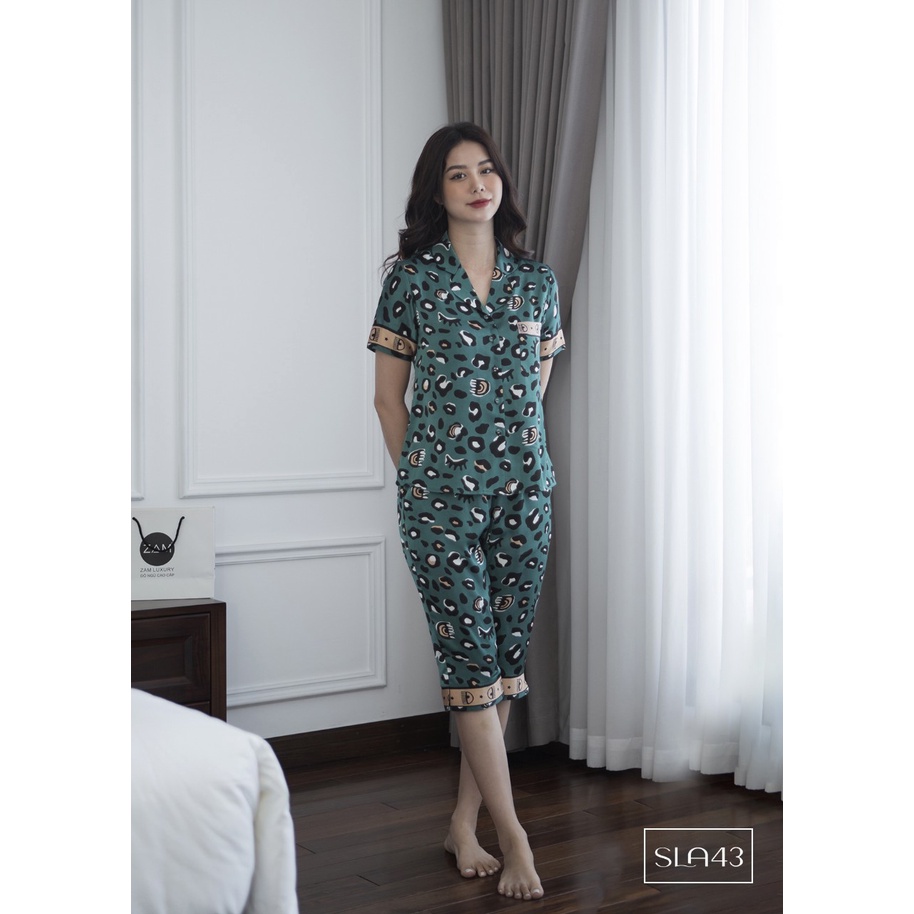 Bộ ngủ satin ZAM Luxury - SLA43 - Áo ngắn tay quần lửng