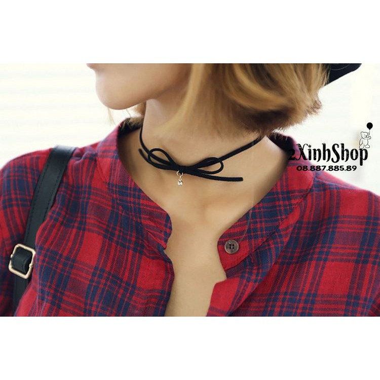 Vòng cổ choker nhung mặt pha lê - CK002