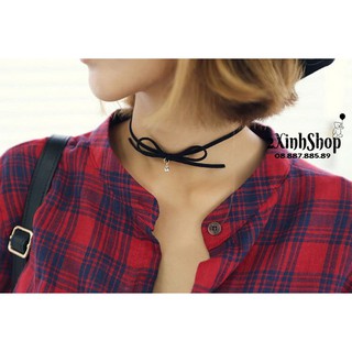 Vòng cổ choker nhung mặt pha lê - CK002