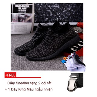 giầy sneaker nam - nữ tặng 2 đôi tất + 1day lưng