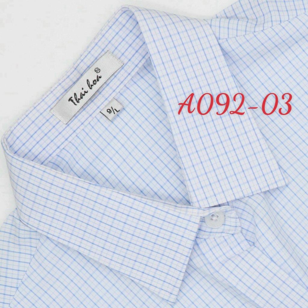 Áo Thái Hoà tay ngắn vải thoáng mát họa tiết caro trẻ trung A092