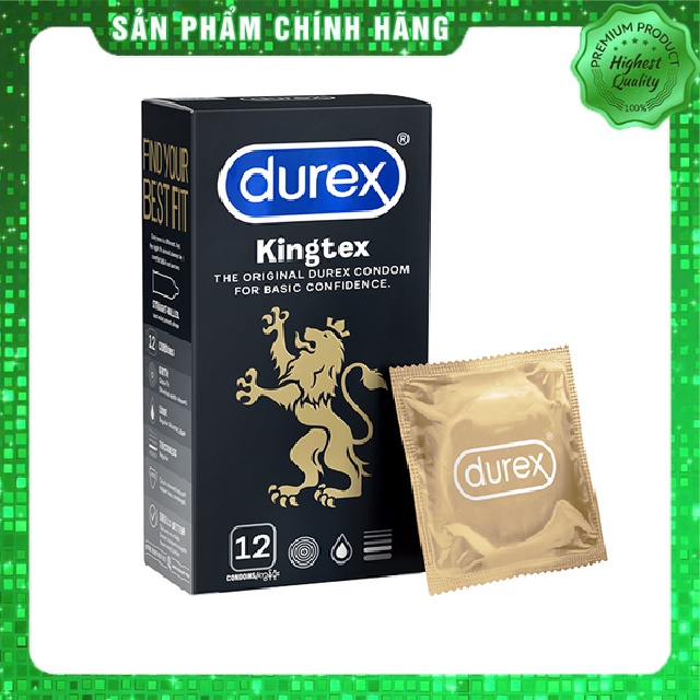 Bao cao su chính hãng Durex Kingtex - bcs hộp 12 chiếc