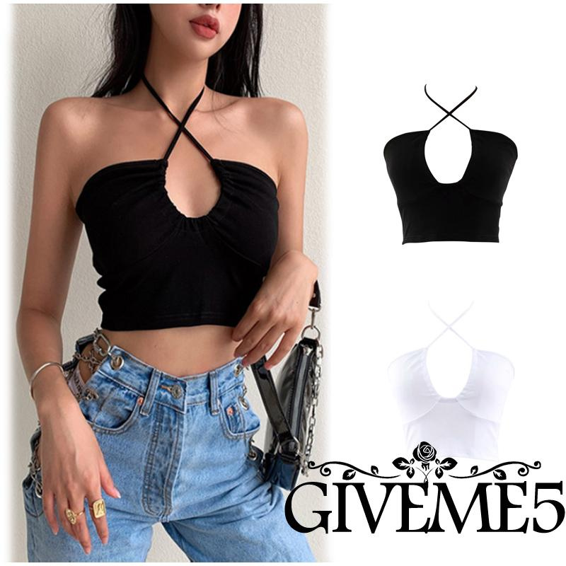 Áo Croptop Sát Nách Màu Sắc Đơn Giản Quyến Rũ Cho Nữ