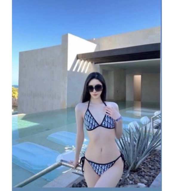 Bikini Dior viền đen siêu sang ạ (hình thật khách mặc)